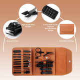 DAWNTREES 16-in-1 Nail Clippers & Grooming Kit – Premium Stainless Steel Manicure Set with Leather Case NBHS