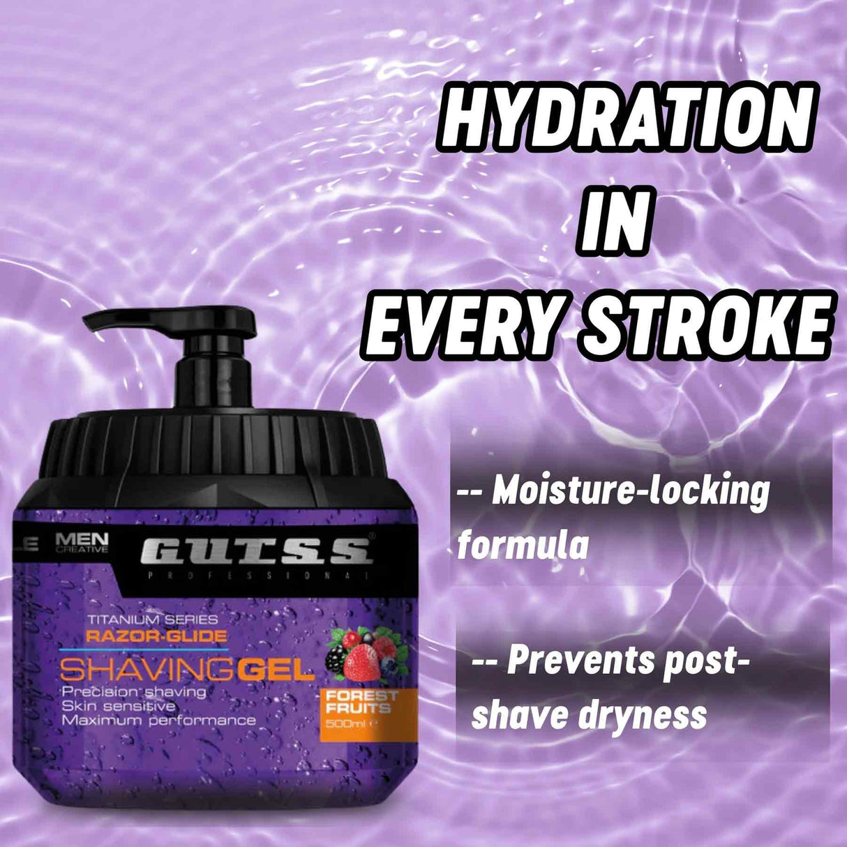 Gutss Razor Glide Shaving Gel 500ml – Forest Fruits Clear Shave Gel