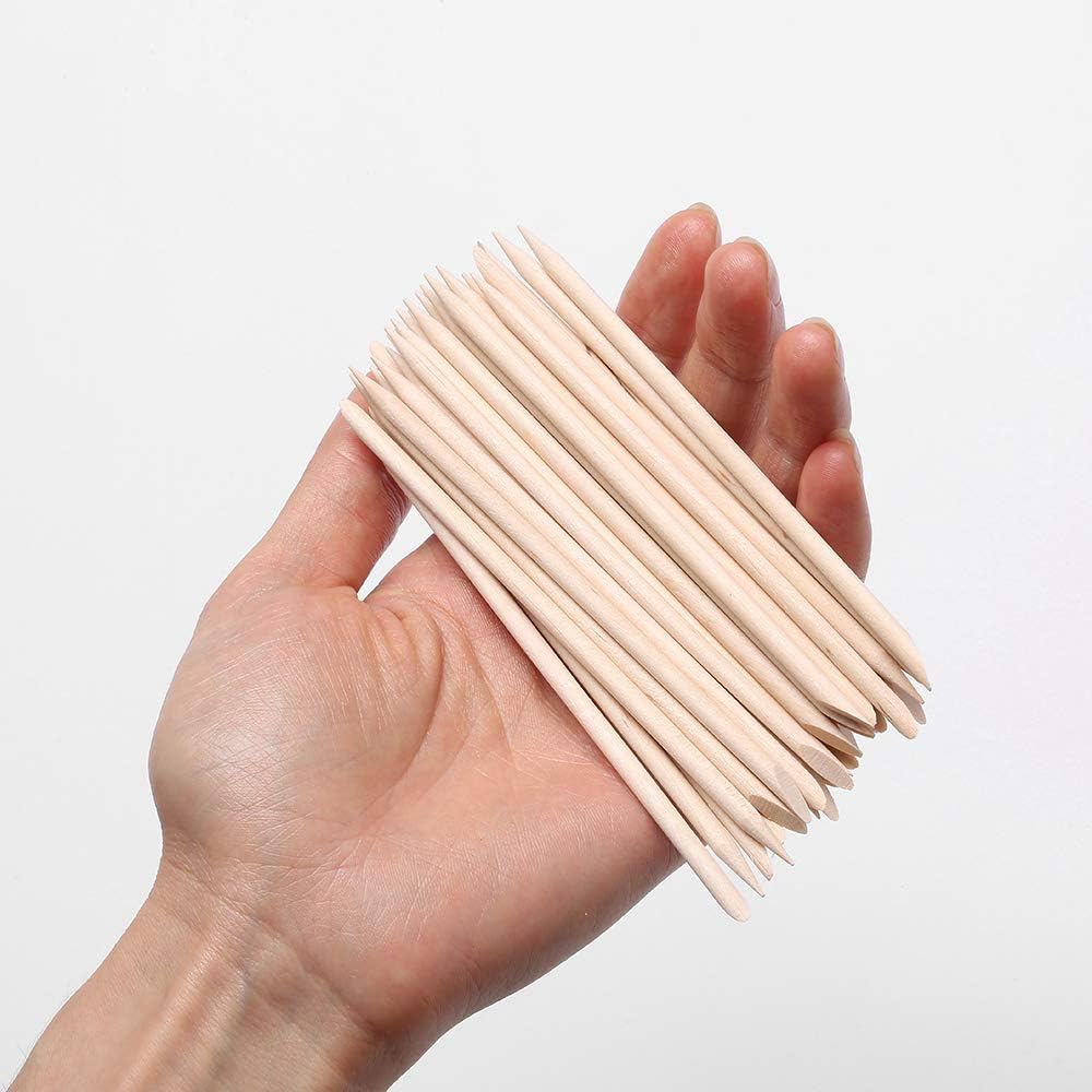 Borogo 100 Pcs Orange Wood Nail Sticks – Dual-Ended Cuticle Pushers for Manicure & Pedicure NBHS
