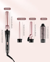 4-in-1 Curling Iron Set with Interchangeable Ceramic Barrels (9–38 mm) NBHS
