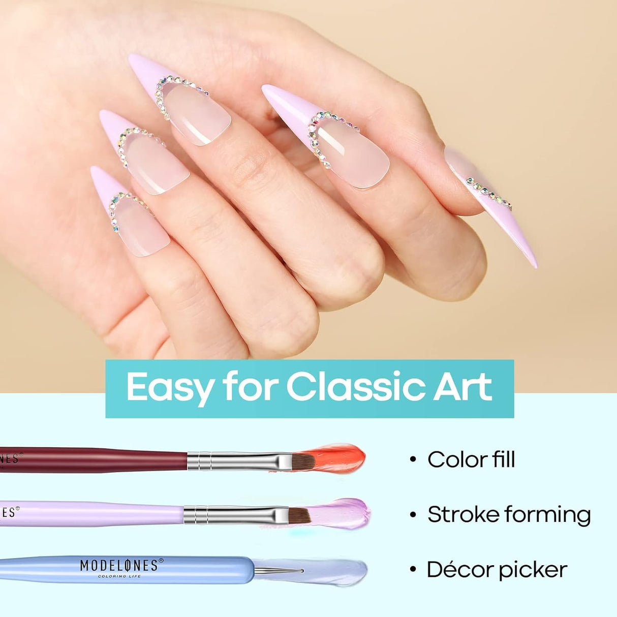 NBHS 6pcs Nail Art Brushes Set – Liner, Extension & Dotting Tools