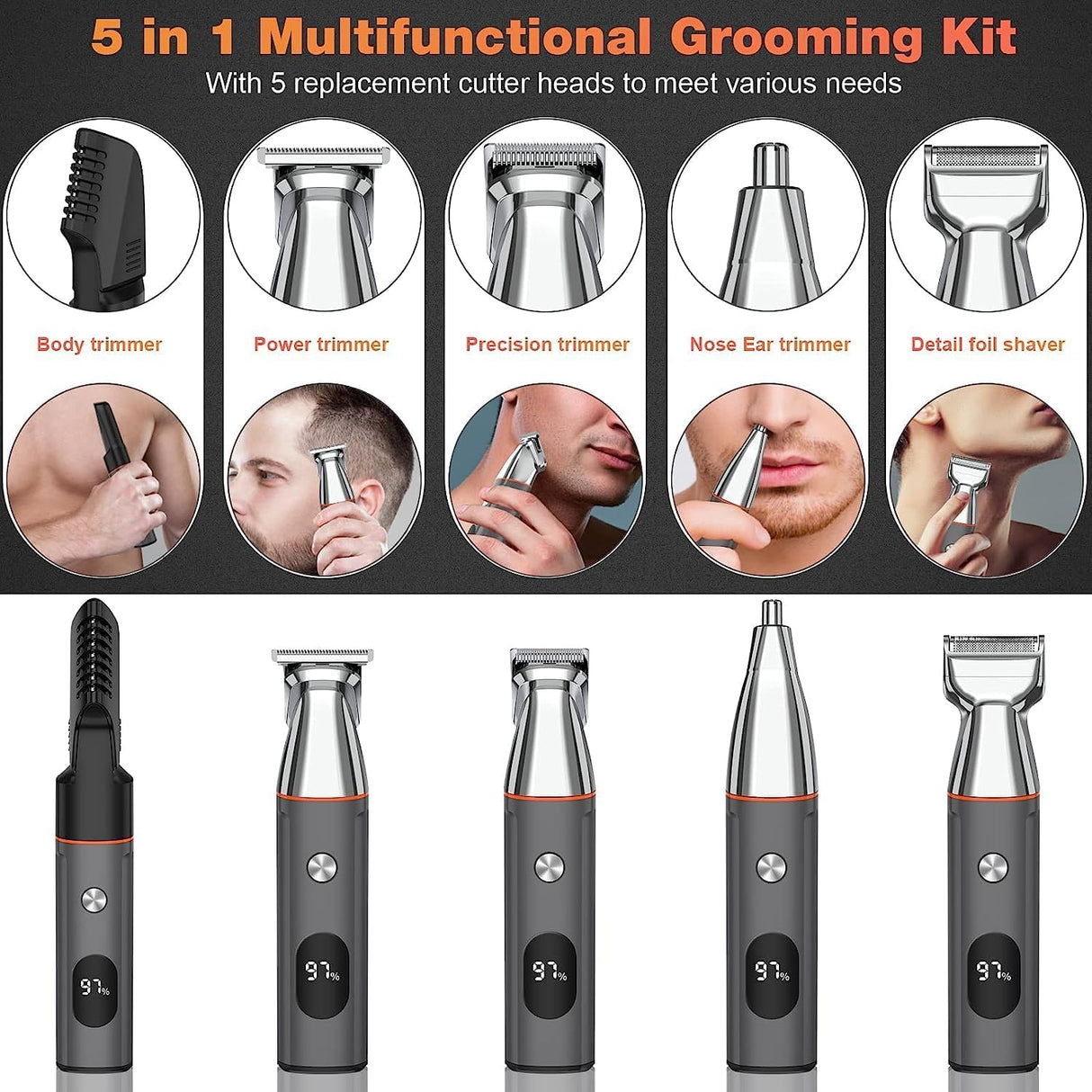 Telfun Beard Trimmer Kit – Cordless Waterproof Grooming & Shaving Set Father's Day