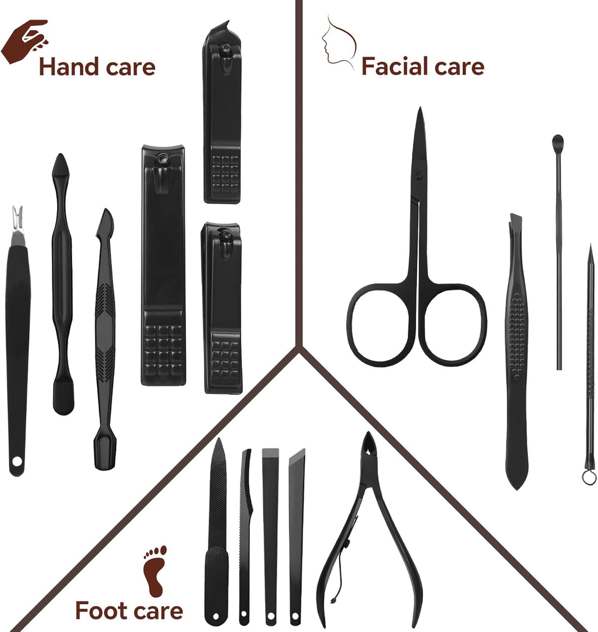 DAWNTREES 16-in-1 Nail Clippers & Grooming Kit – Premium Stainless Steel Manicure Set with Leather Case NBHS