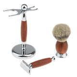 Wooden Safety Razor Shaving Set – Razor, Brush & Stand (Eco-Friendly)