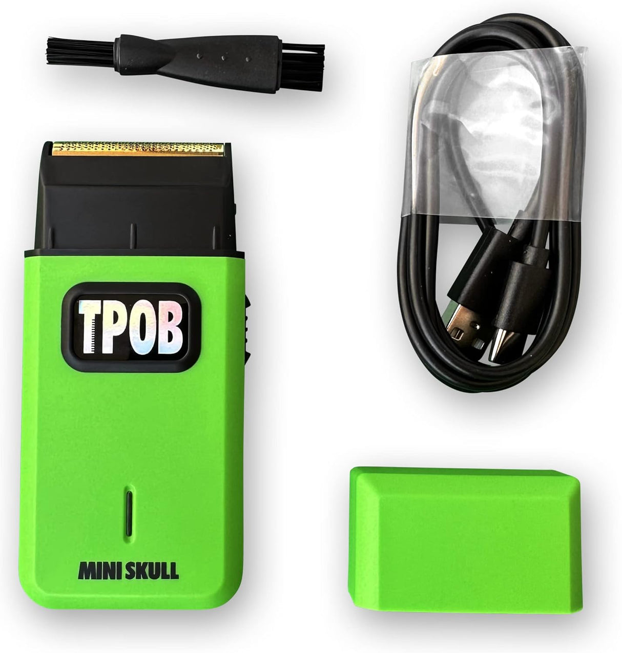 TPOB Mini Skull Single Shaver – Slime Green Pocket Shaver with Turbo 9000 RPM Motor NBHS