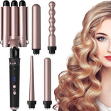 5-in-1 Curling Iron Set with Ceramic Barrels & 3-Barrel Waver – Adjustable Temperature for Long & Short Hair NBHS