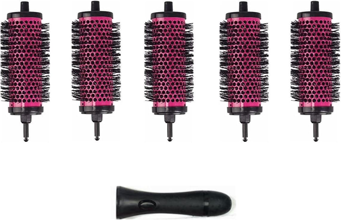 Round Hair Brush Set with Detachable 5.4cm Rollers – 1 Handle + 5 Rollers for Blow-Drying & Curling NBHS
