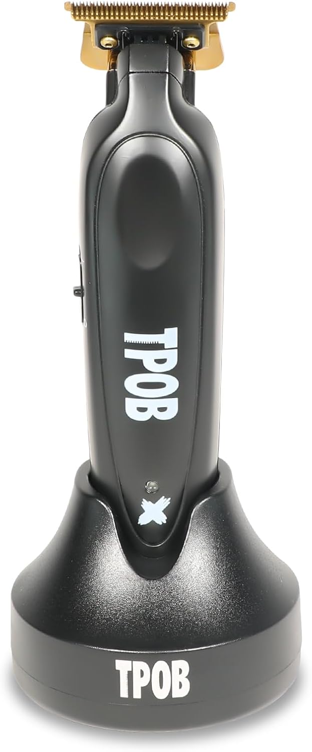 TPOB Black X Trimmer with Charging Stand – Professional Precision Trimmer for Barbers NBHS