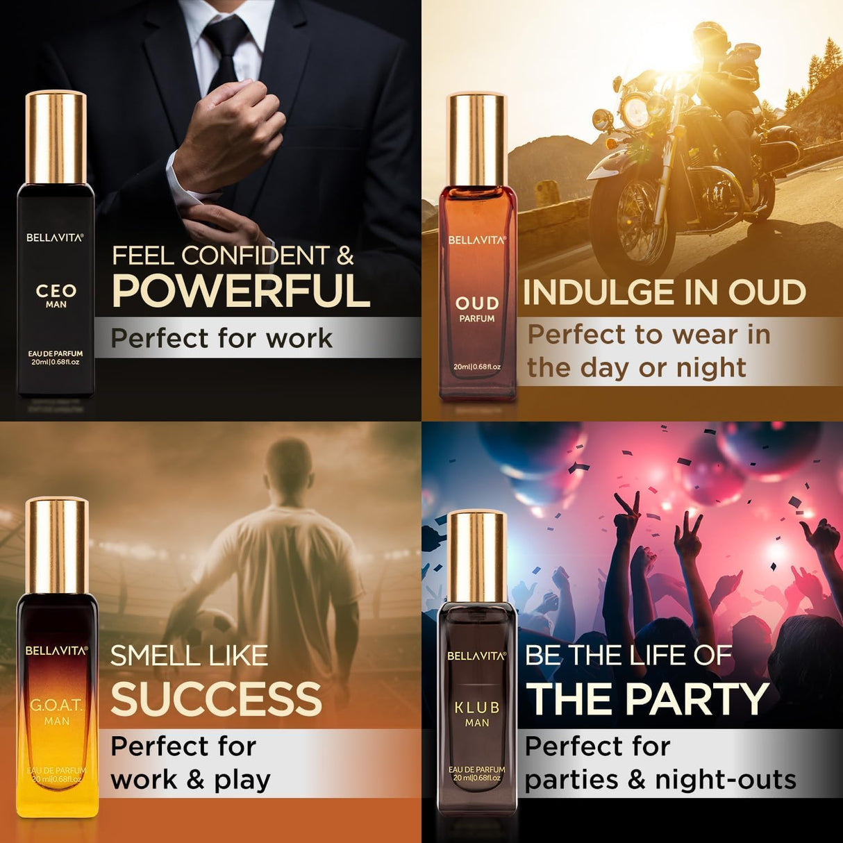 NBHS Men’s Perfume Gift Set – 4x20ml Travel Cologne Scents Men's Gift Set