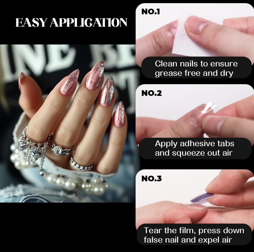 600PCS Jolly Snaps Extra Strong Nail Adhesive Tabs – 20 Sheets Press-On Sticky Tabs for Nails NBHS