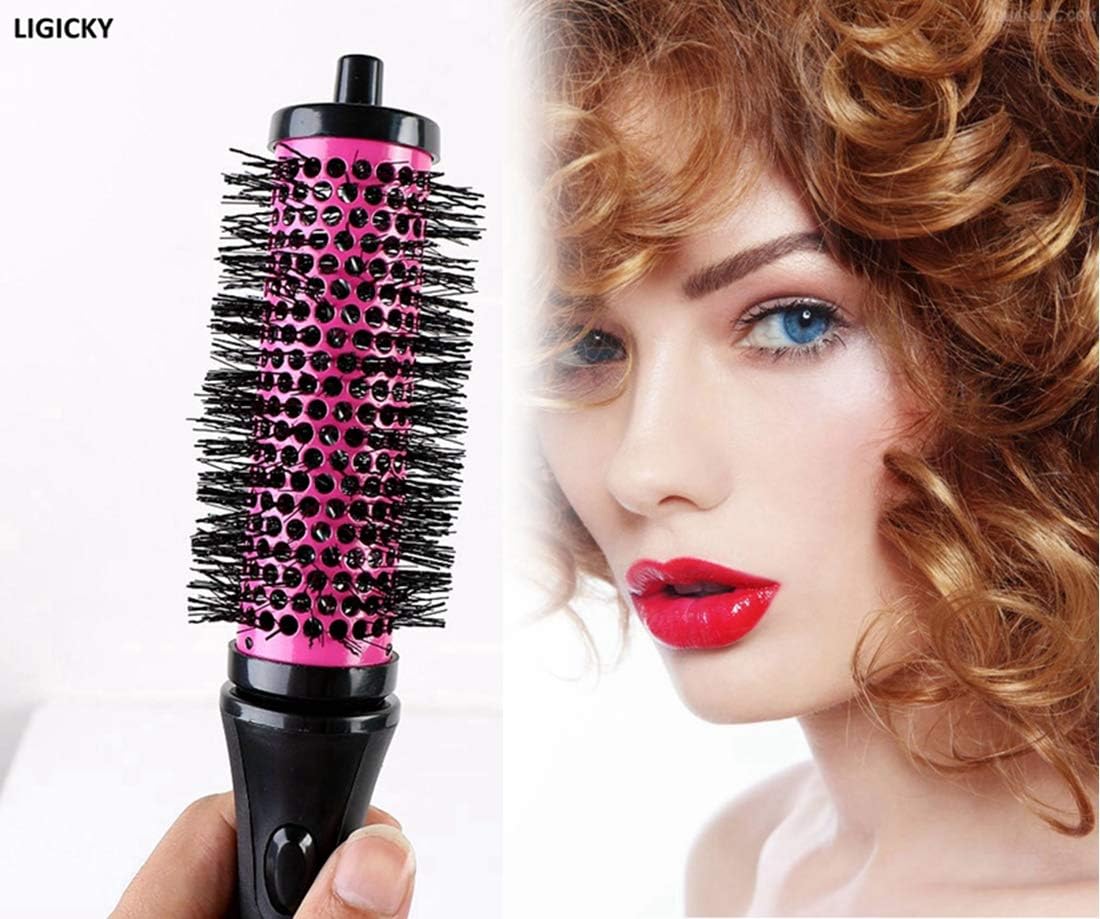 Round Hair Brush Set with Detachable 5.4cm Rollers – 1 Handle + 5 Rollers for Blow-Drying & Curling NBHS