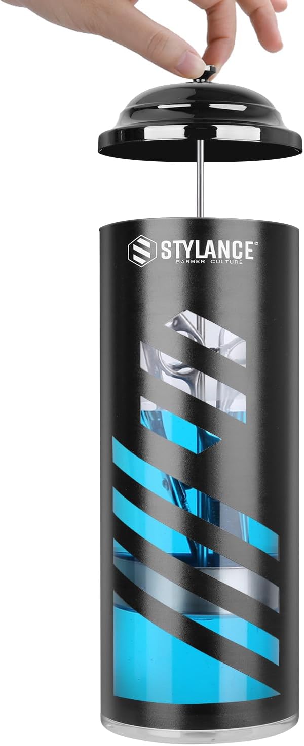 Barber Disinfecting Jar – Glass Disinfectant Container with Removable Basket 1000ml