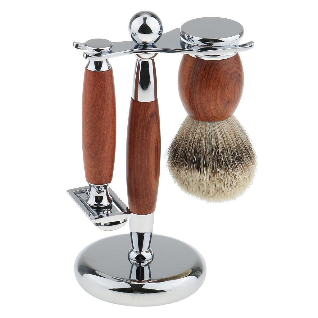 Wooden Safety Razor Shaving Set – Razor, Brush & Stand (Eco-Friendly)