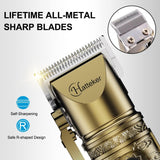 Cordless Affordable Hair Clippers Rechargeable LED Display (Gold)