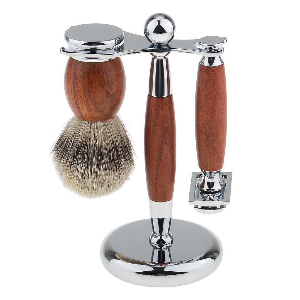 Wooden Safety Razor Shaving Set – Razor, Brush & Stand (Eco-Friendly)