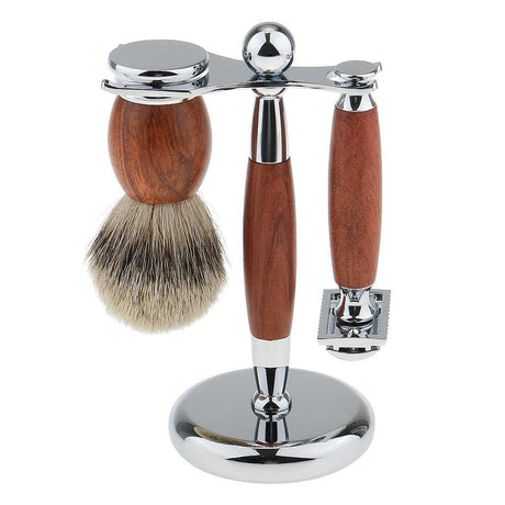 Wooden Safety Razor Shaving Set – Razor, Brush & Stand (Eco-Friendly)