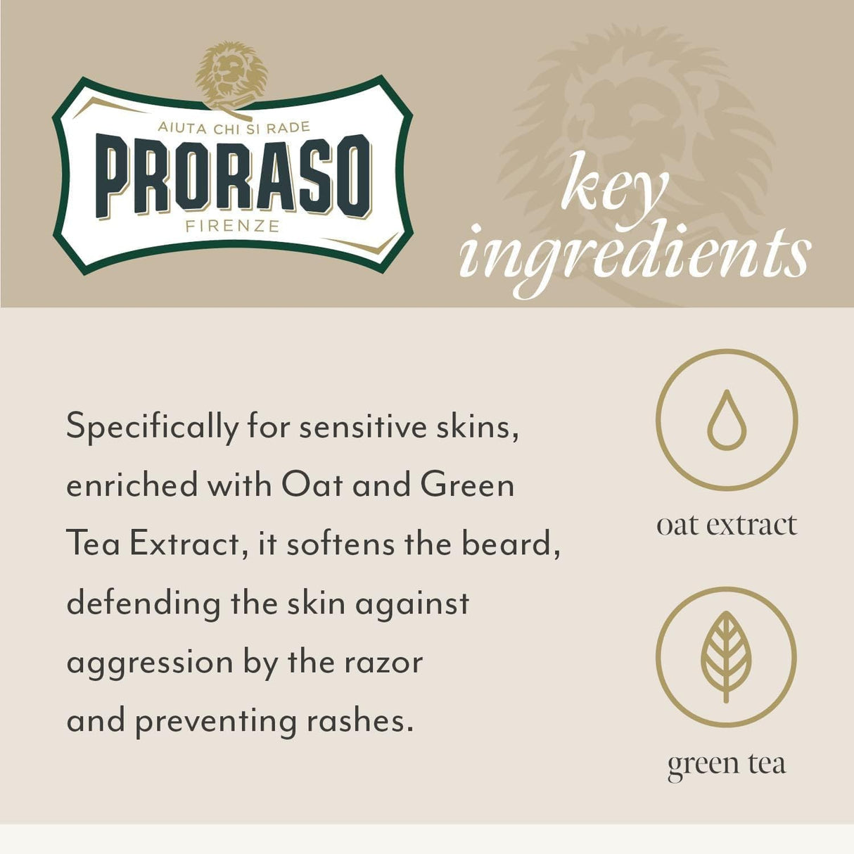 Proraso Green Tea & Oatmeal Pre Shave Cream 100ml Sensitive Skin