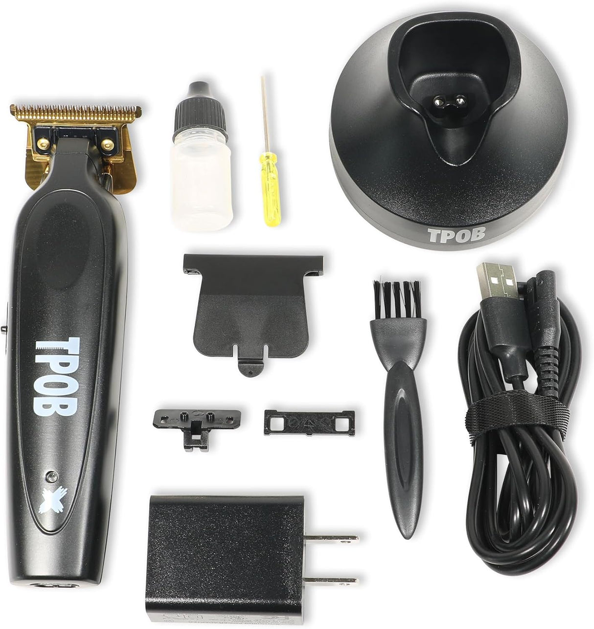 TPOB Black X Trimmer with Charging Stand – Professional Precision Trimmer for Barbers NBHS