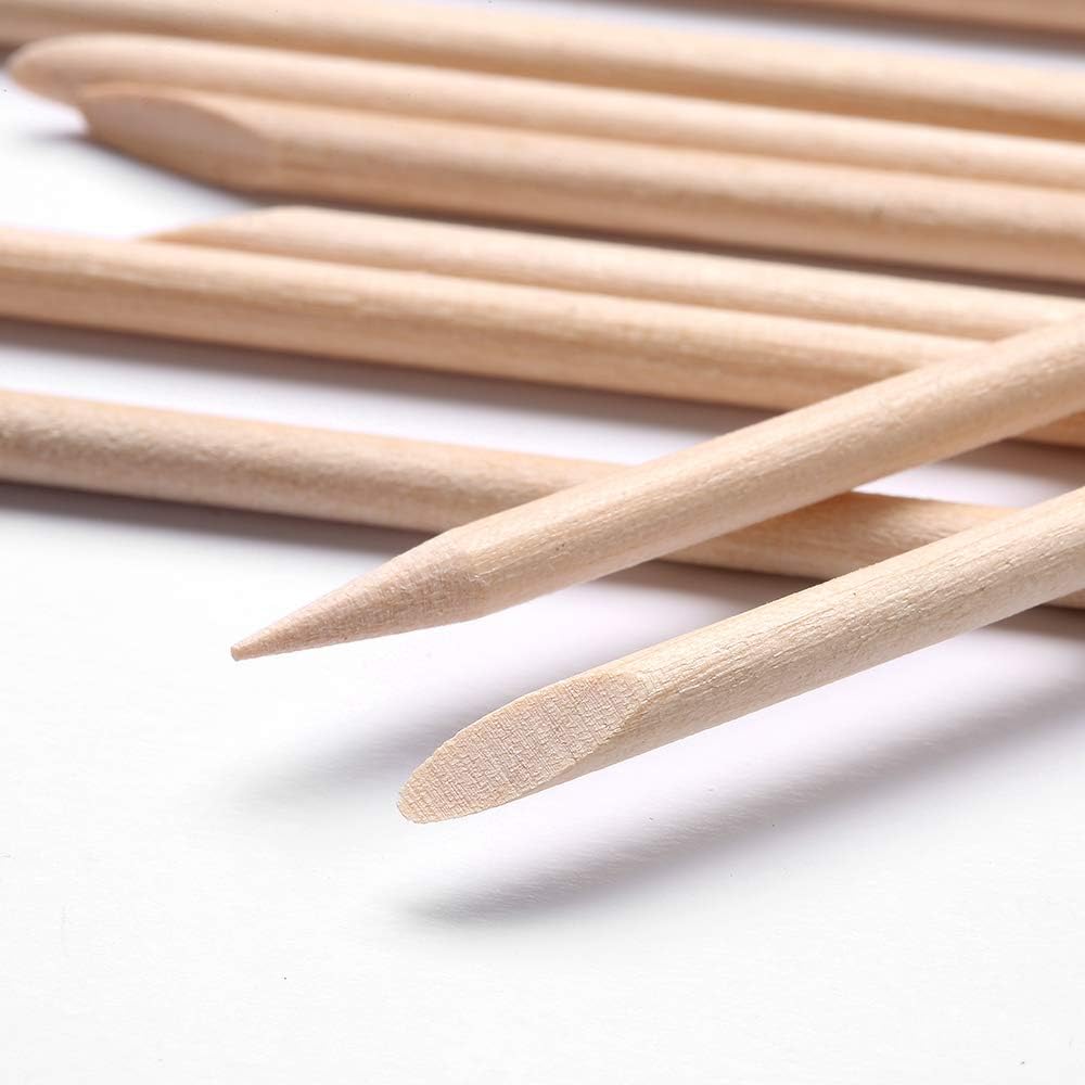 Borogo 100 Pcs Orange Wood Nail Sticks – Dual-Ended Cuticle Pushers for Manicure & Pedicure NBHS