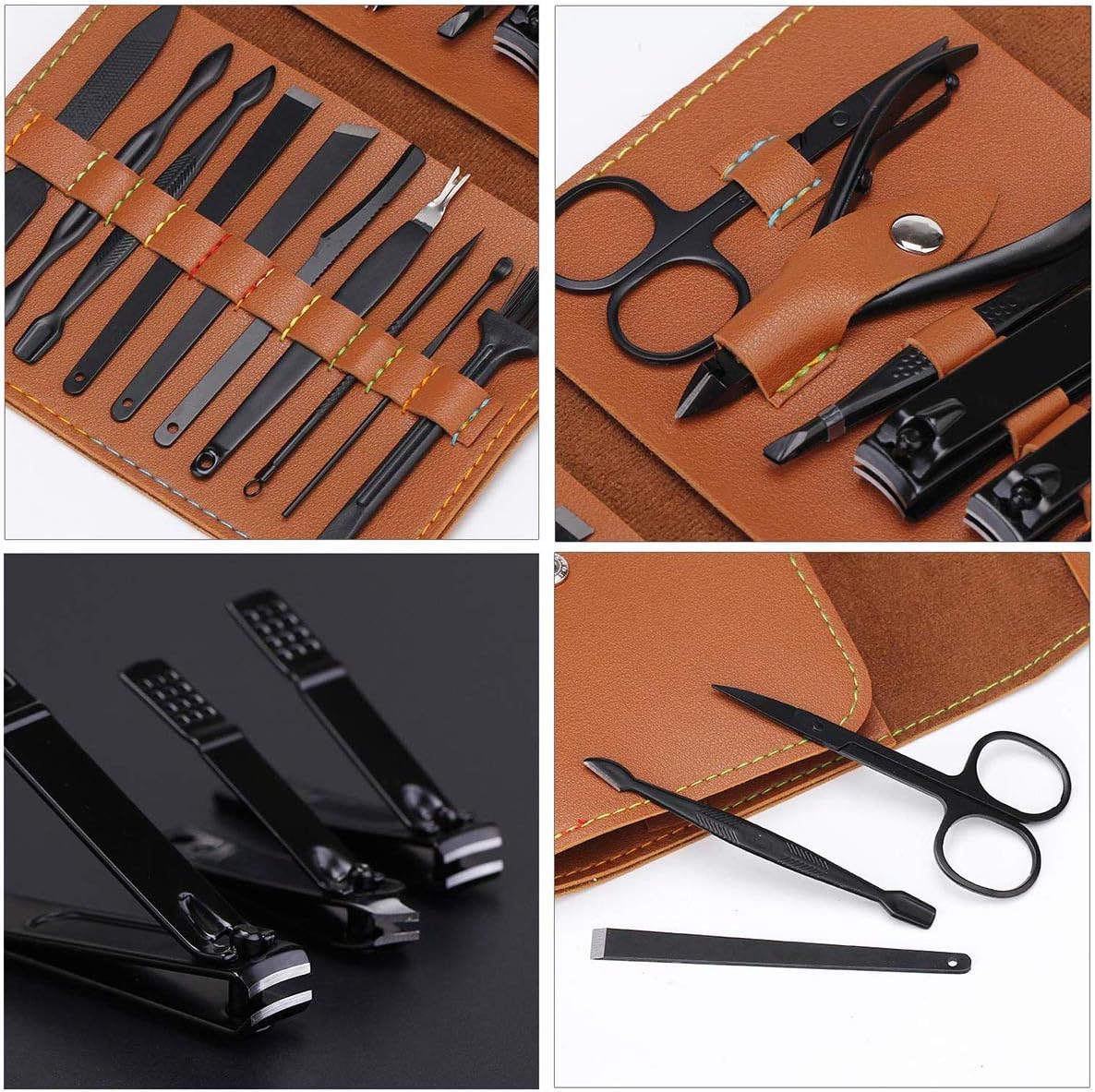 DAWNTREES 16-in-1 Nail Clippers & Grooming Kit – Premium Stainless Steel Manicure Set with Leather Case NBHS