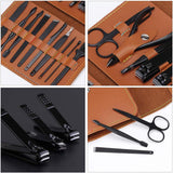 DAWNTREES 16-in-1 Nail Clippers & Grooming Kit – Premium Stainless Steel Manicure Set with Leather Case NBHS