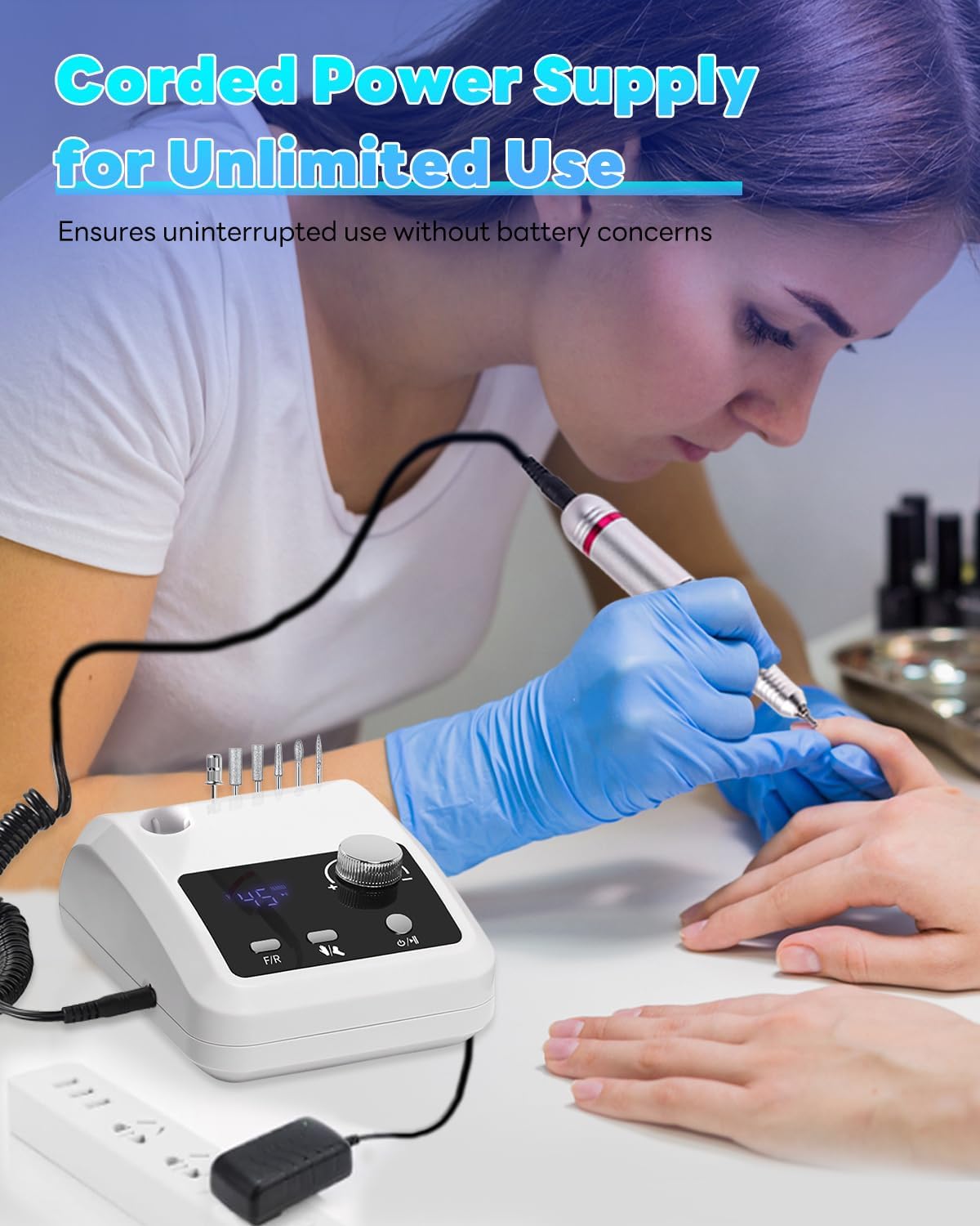 CozyZen 45,000 RPM Professional Electric Nail Drill Machine – White NBHS