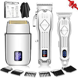 Hair Clippers For Men & Electric Shavers Professional Barber Hair Cutting Kit (Silver)