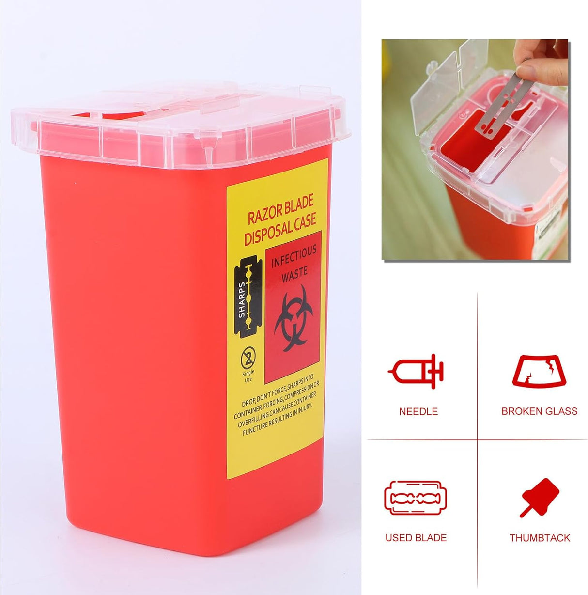 Razor Blade Disposal Container Black - Red - Yellow