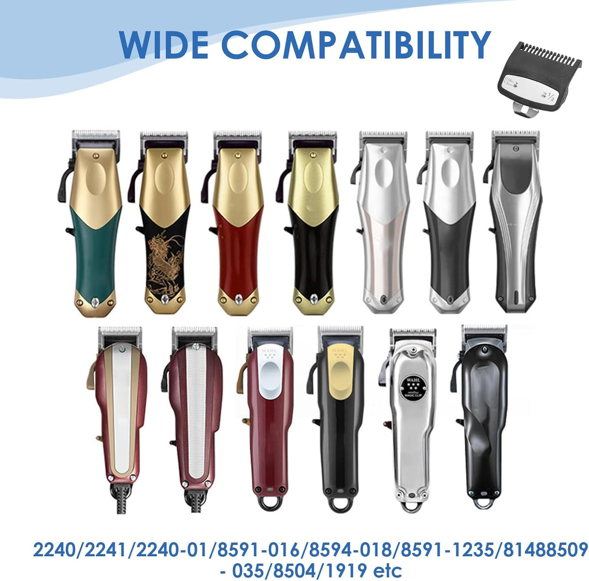 Wahl 1/2 Metal Clipper Guard 1.5mm Black – Guide Comb Attachment