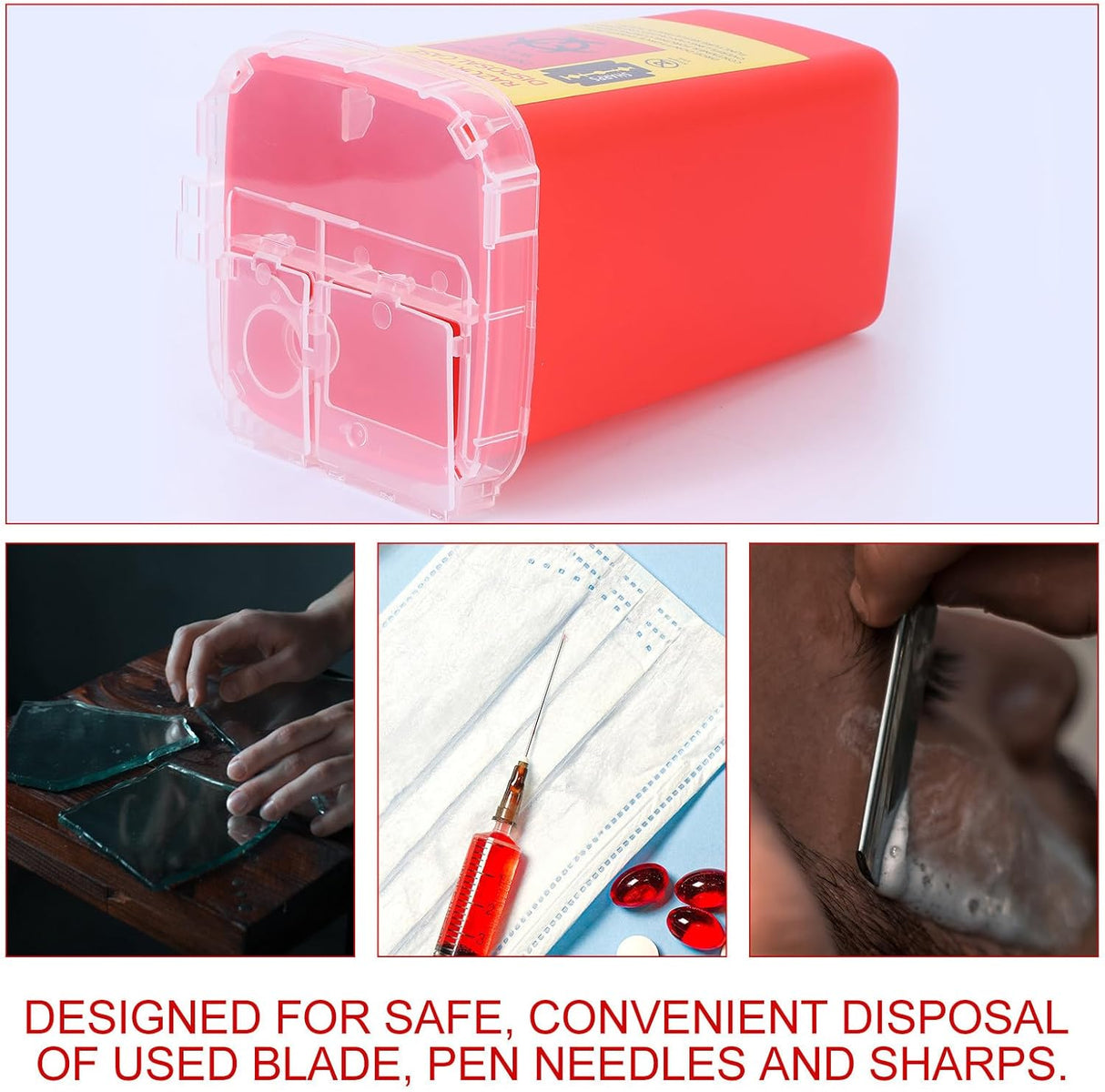 Razor Blade Disposal Container Black - Red - Yellow