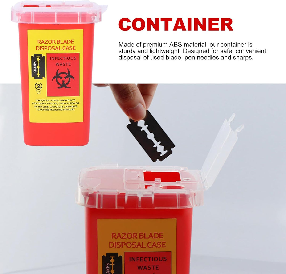 Razor Blade Disposal Container Black - Red - Yellow