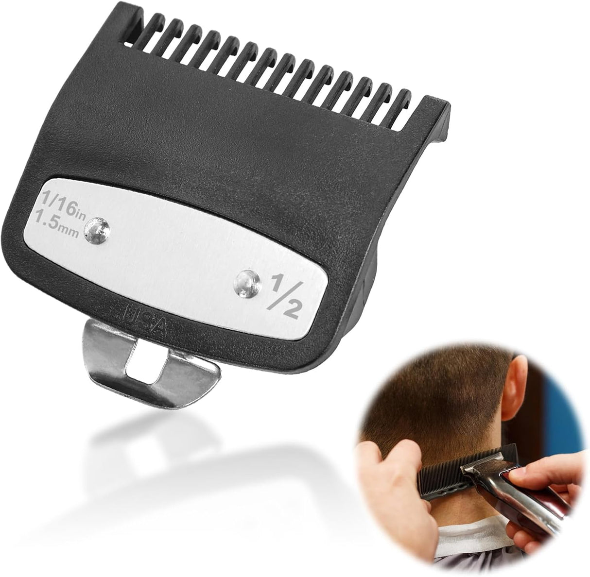 Wahl 1/2 Metal Clipper Guard 1.5mm Black – Guide Comb Attachment