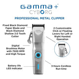 GAMMA+ Cyborg Professional Metal Cordless Ergonomic Hair Clipper