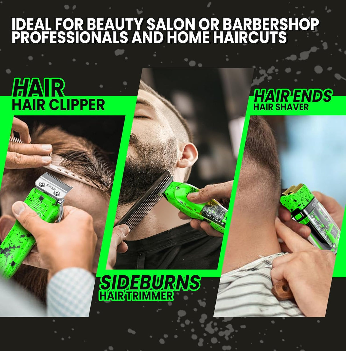DSP Hair Clipper, Trimmer & Shaver Set with Travel Case – Green Professional Cordless Grooming Kit NBHS