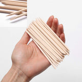 Borogo 100 Pcs Orange Wood Nail Sticks – Dual-Ended Cuticle Pushers for Manicure & Pedicure NBHS