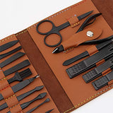 DAWNTREES 16-in-1 Nail Clippers & Grooming Kit – Premium Stainless Steel Manicure Set with Leather Case NBHS
