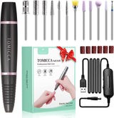 TOMICCA Professional Electric Nail Drill Kit – 20,000 RPM Nail File Machine with 12 Bits & USB Power NBHS