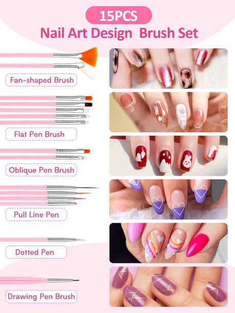 All-in-One Nail Art Tools Kit – Brushes, Dotting Pens, Striping Tapes, Rhinestones & More NBHS