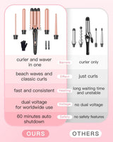 BESTOPE PRO 5 in 1 Curling Wand Set – Rose Gold Hair Waver &  Crimper for Effortless Beach Waves NBHS