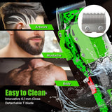 Professional Cordless Hair Clippers for Men – Transparent Green Set with LED Display NBHS
