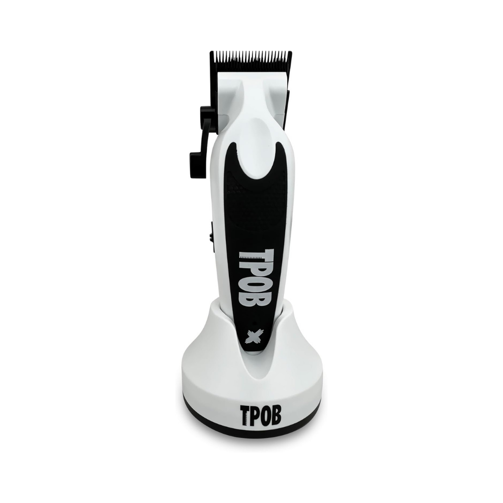 TPOB White X Deluxe Clipper with Rubber Grip – Professional Hair Clipper for Barbers NBHS