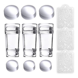 12-Piece Nail Stamper Kit – Clear Silicone Jelly Stampers with Scrapers & Replacements NBHS