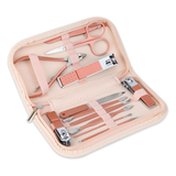 Rose Gold 12-in-1 Manicure Set – Portable Beauty Kit with Pink Leather Case NBHS