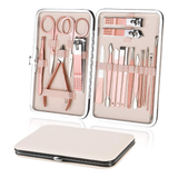 18-Pcs Stainless Steel Manicure Set with Leather Case – Professional Nail Clippers & Grooming Kit NBHS