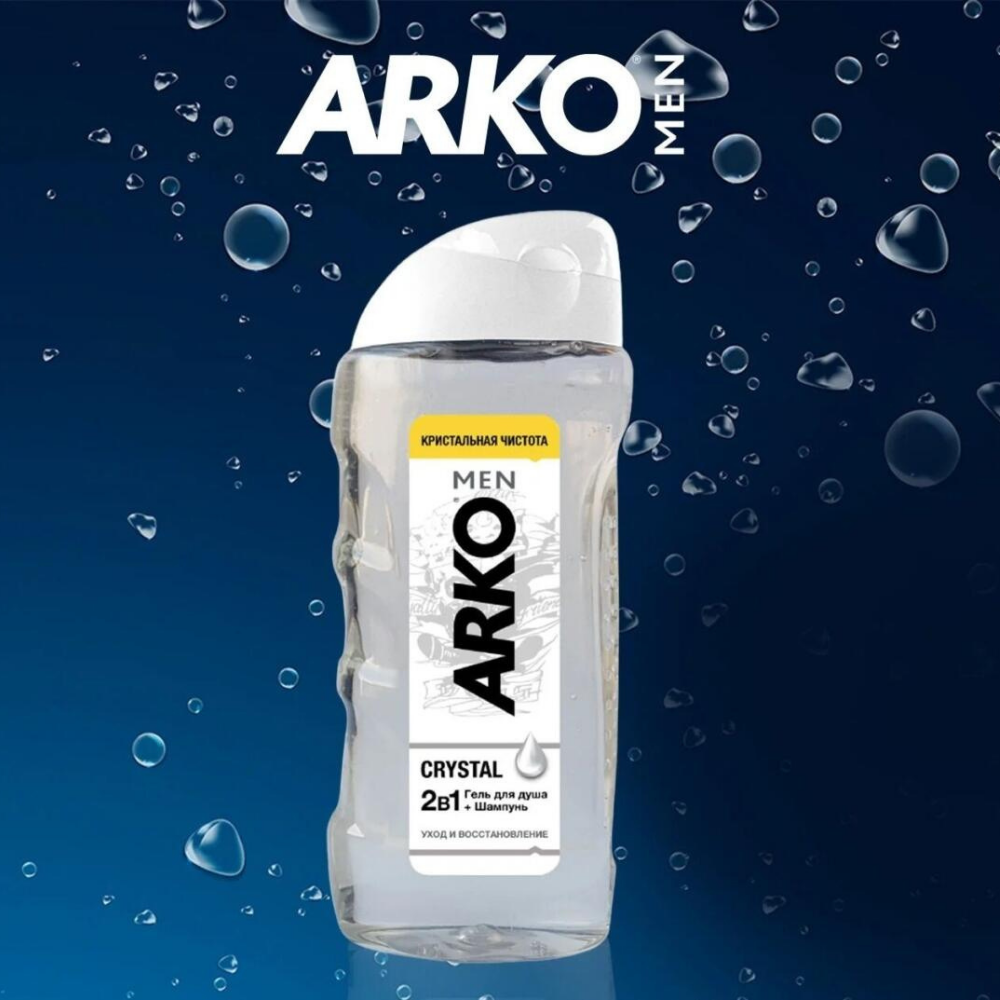 Arko Crystal 2-in-1 Shower Gel + Shampoo – 260ml