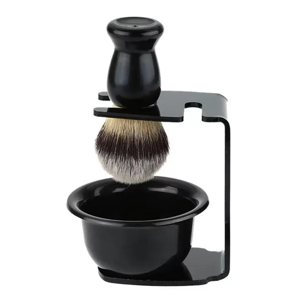 3-in-1 Shaving Brush Set with Soap Bowl and Stand Holder