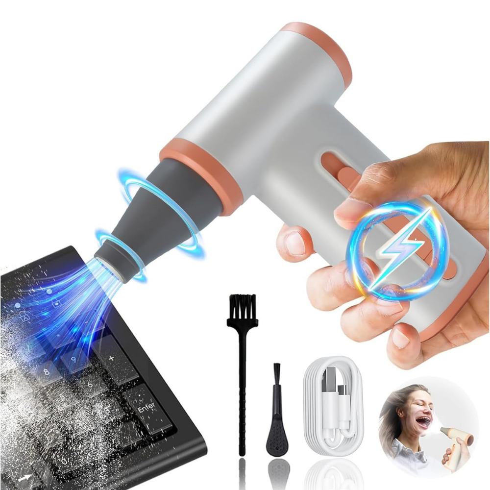 150,000 RPM Mini Air Duster – USB-C Rechargeable Jet Blower for PC & Car
