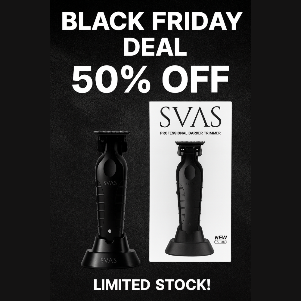 SVAS Lithium Cordless Hair Trimmer A-58 BLACK Genuine With Guard Attachment