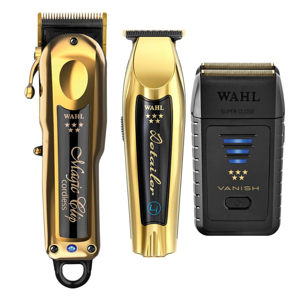 Wahl Gold Magic Clipper Trio Pack Cordless - Hair Cutting Set – Barber