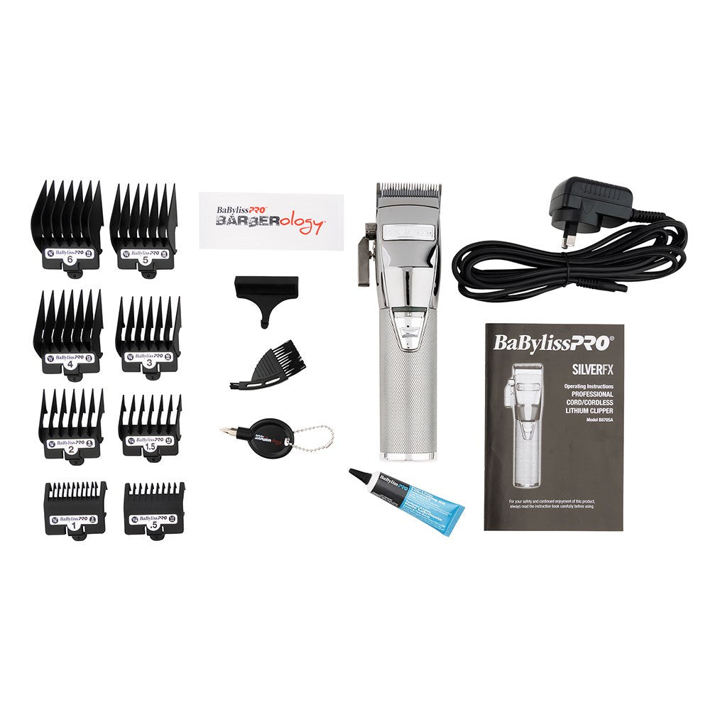 BaBylissPRO SilverFX Lithium Professional Barber Clippers - Silver